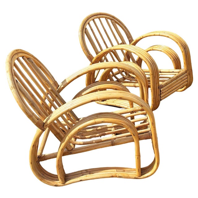 1950s Restored 4-Strand Double Arch Speed Arms Rattan Sofa & Chairs Livingroom Set of 5 For Sale - Image 14 of 14