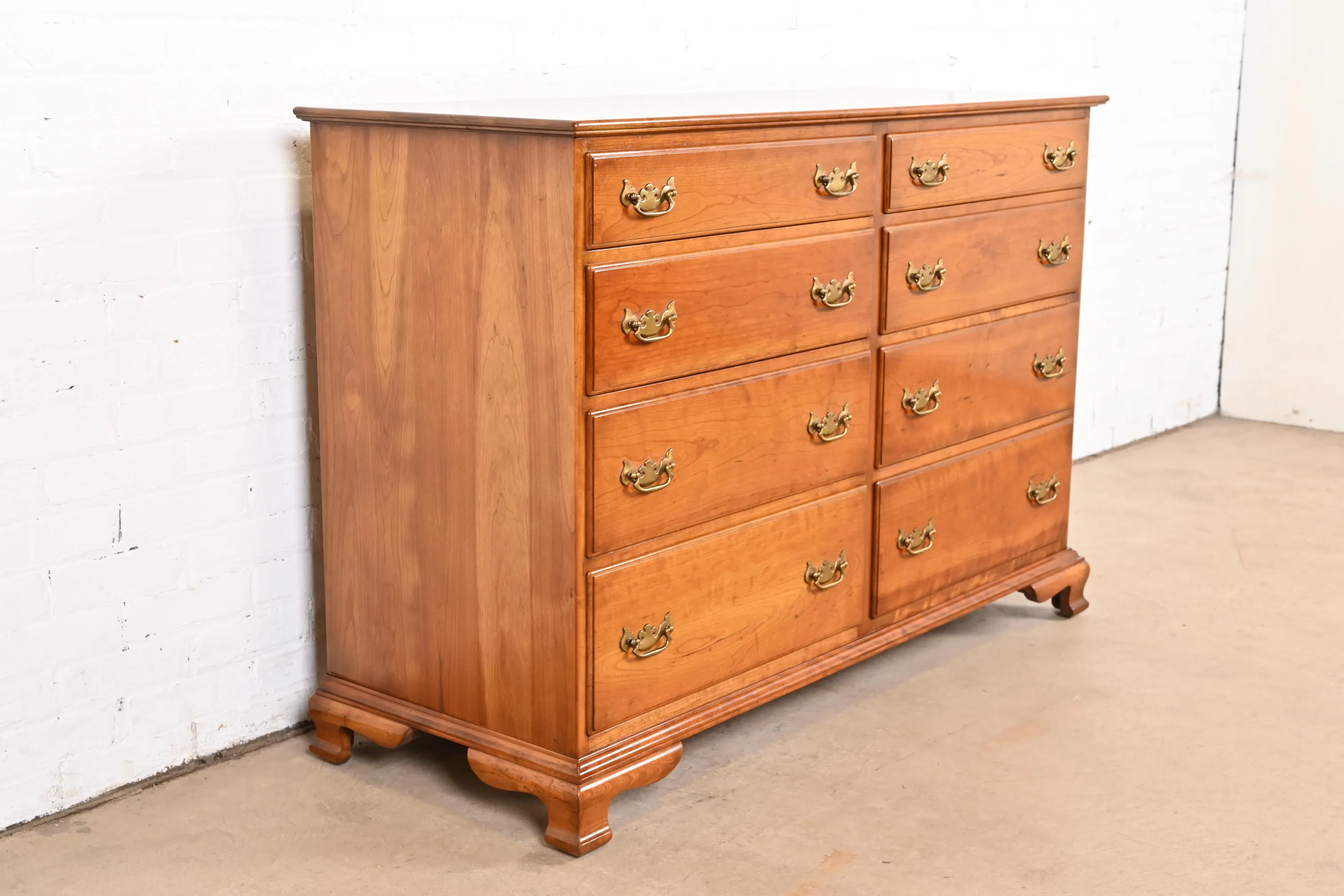 L. & J. G. Stickley Georgian Solid Cherry Wood Eight-Drawer Double