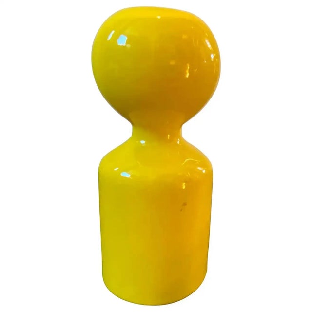1970s Space Age Yellow Vetrochina Italian Candle Holder by Gabbianelli For Sale - Image 9 of 9