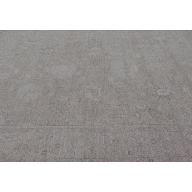 Textile Muted Oushak Rug With Soft Taupe Field and Subtle Ivory Pattern For Sale - Image 7 of 14