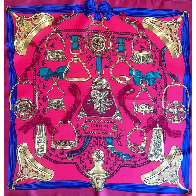 Hermès Silk Scarf "Étriers" 1964. Please note this item is in good condition with minor wear consistent with age and use....