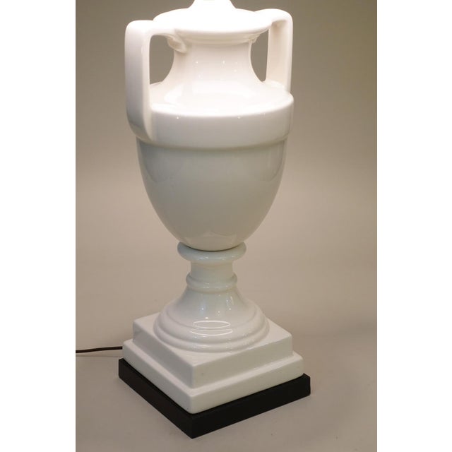 Hollywood Regency X Large Hollywood Regency Neoclassical Modern Trophy Urn Porcelain Ceramic Table Lamp 1960's For Sale - Image 3 of 12