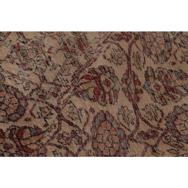 Beige Vintage Distressed Rug With Muted Floral Medallions - Rug & Kilim For Sale - Image 8 of 11