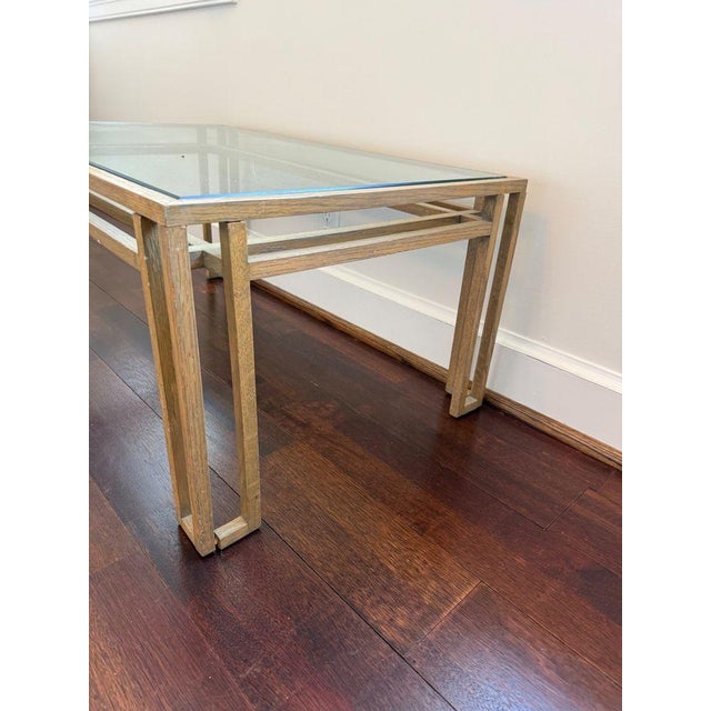 Billy Baldwin Billy Baldwin Glass and Wood Table For Sale - Image 4 of 6