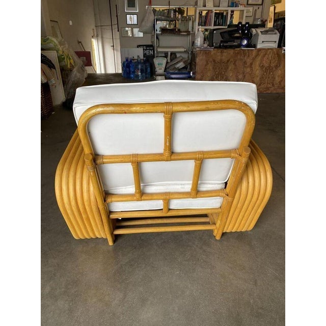 Wood 1950s Restored Six-Strand Square Pretzel Rattan Chaise Lounge Chair For Sale - Image 7 of 12