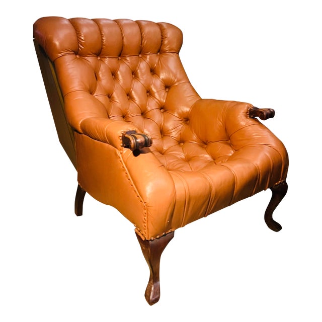 A Carl Forslund Rip Can Lee Tufted Leather Arm Chair For Sale