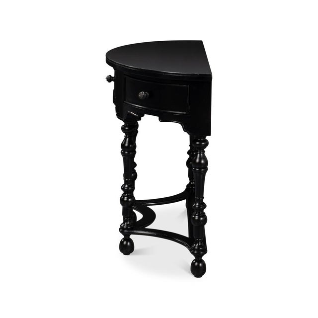 Black Demilune Console Table With Drawers For Sale - Image 9 of 13