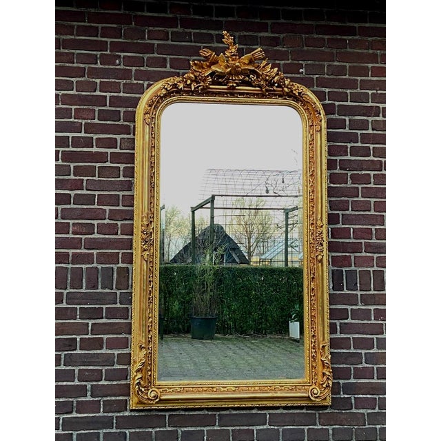 1980s French Louis XVI Gold Wood Floor Mirror For Sale - Image 11 of 11