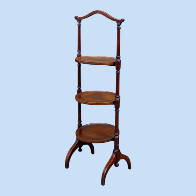 Victorian three-tier cake stand used to serve food at high tea. Mahogany with satinwood stringing throughout. Beautiful...