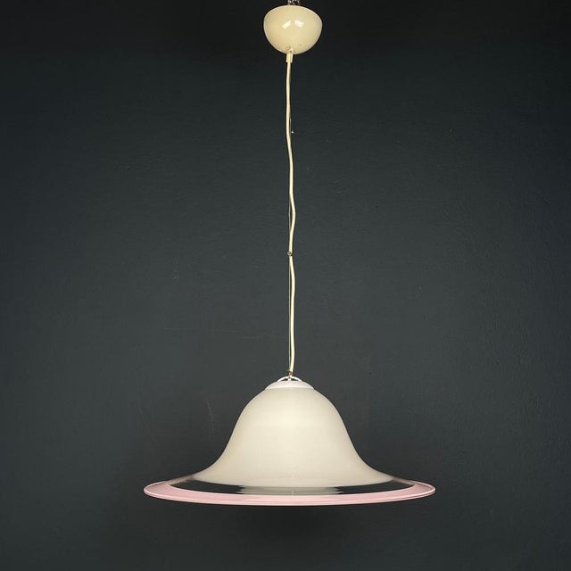 Murano Glass White and Pink Pendant Lamp, Italy, 1970s For Sale - Image 14 of 14
