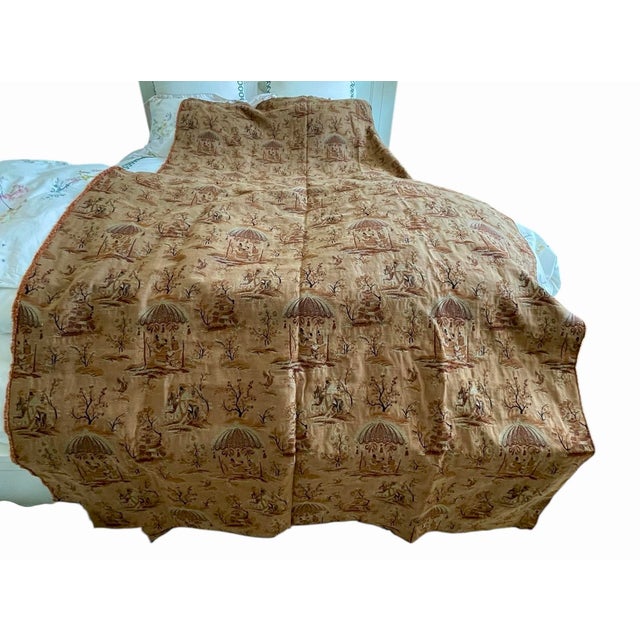 Textile Vintage French (?) Tapestry Jacquard Chinoiserie Fabric. 51x90”. Brown, Rust, Orange, Tan. For Sale - Image 7 of 7