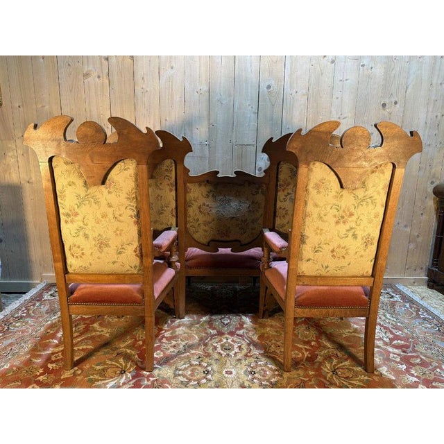 Art Nouveau Style Sofa and Chairs in Walnut, Set of 3 For Sale - Image 5 of 7
