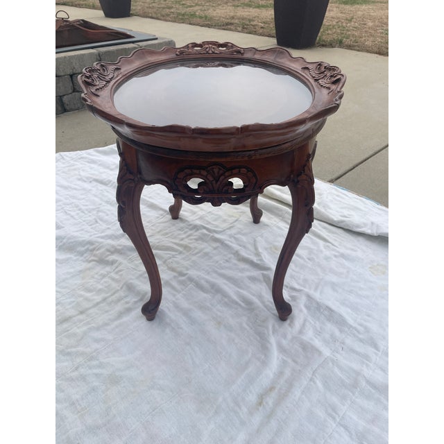1930s Wooden Queen Anne Style Oval Side Table For Sale - Image 12 of 16