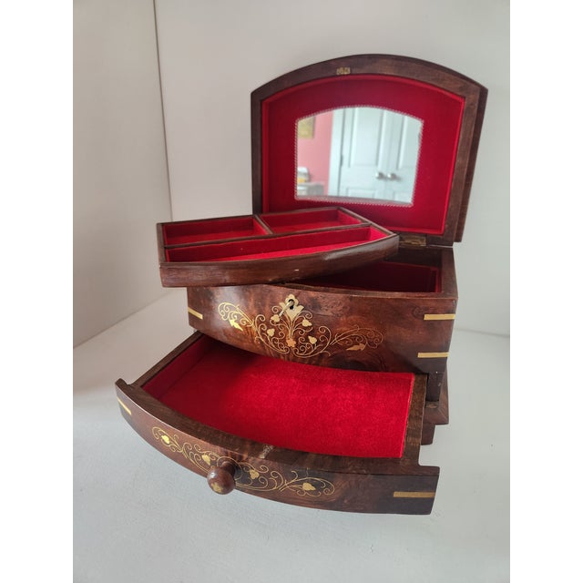 1970s Solid Walnut Jewelry Box With Key For Sale - Image 9 of 11