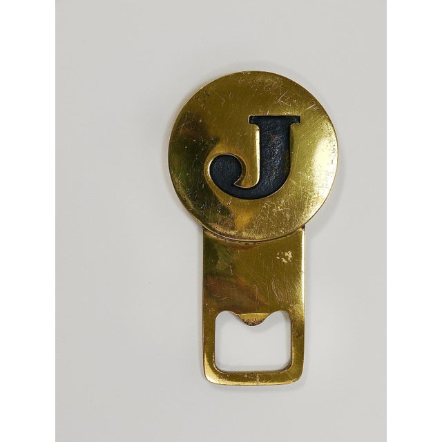 Letter J Initials Brass Bottle Opener #4919 attributed to Carl Auböck, Vienna, 1960s For Sale - Image 16 of 18