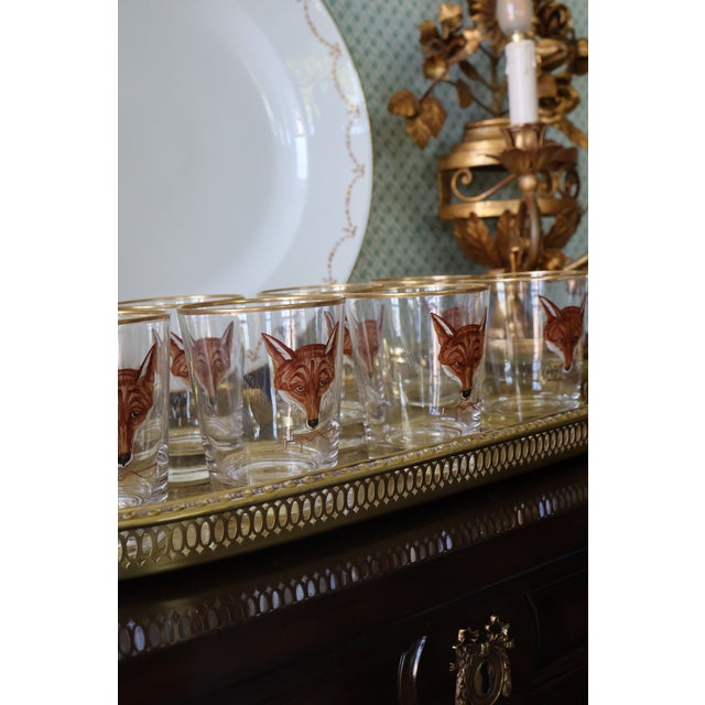 Mid-20th Century Cyril Gorainoff–Attributed Hand-Painted Fox Mask Cocktail Glasses — Set of 8 For Sale - Image 12 of 15