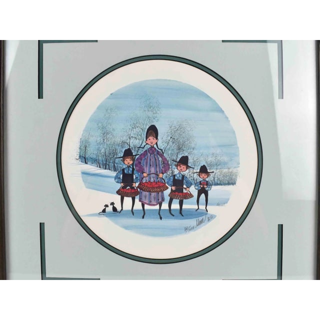 Rare original limited edition "Kid's Apple" Amish Children With Apples Print by P. Buckley Moss. Patricia Buckley Moss,...