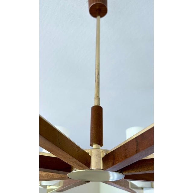 Large Scandinavian Glass and Teak Pendant Light, 1960s For Sale - Image 14 of 15