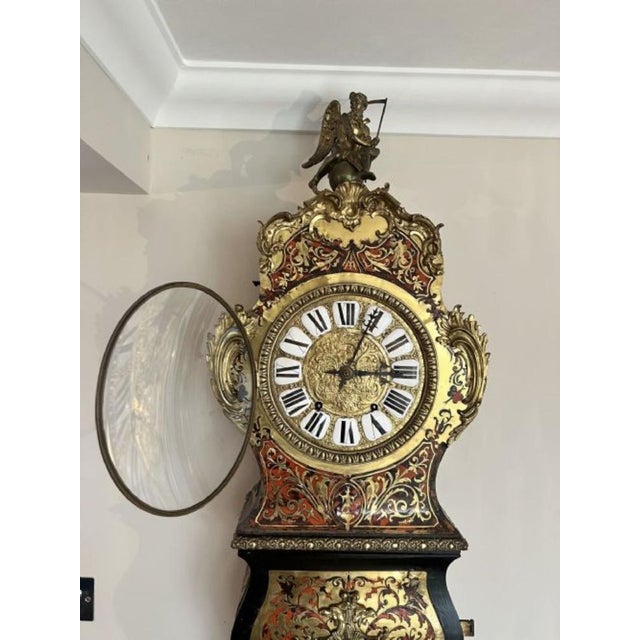 Napoleon III Marquetry Inlaid Eight Day Longcase Clock, 1870s For Sale - Image 3 of 16