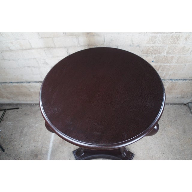 Mid 20th Century French Directoire Crackle Lacquer Gueridon Swan Pedestal Side Table For Sale - Image 4 of 11