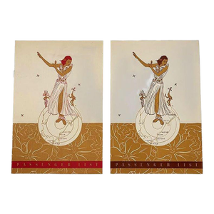 1938 Ss Mariposa Artwork by Frank McIntosh Guest List for Matson Lines - Set of 2
