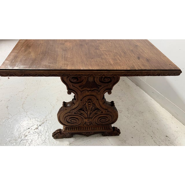 20th Century Renaissance Carved Walnut Dining Table For Sale - Image 10 of 18