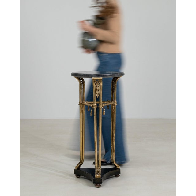 Metal Mid 20th Century France Empire Black Brass Pedestal For Sale - Image 7 of 11