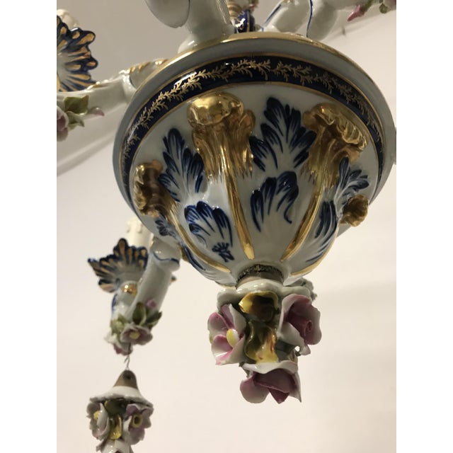 Vintage French Porcelain Flower Chandelier For Sale - Image 14 of 18