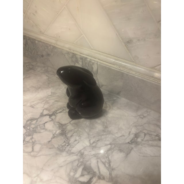 1980s Baccarat Black Bunny, Baccarat Crystal Black Rabbit, Baccarat Animal Figure, Made in France, Signed Baccarat Bunny Paper Weight For Sale - Image 5 of 5