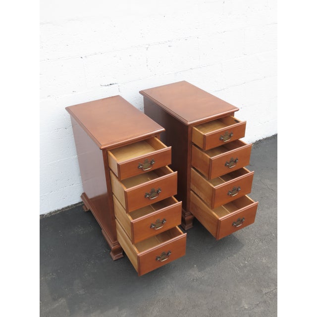 Wood J B Van Sciver Tall and Narrow Maple Nightstands End Bedside Tables a Pair 6436 For Sale - Image 7 of 17