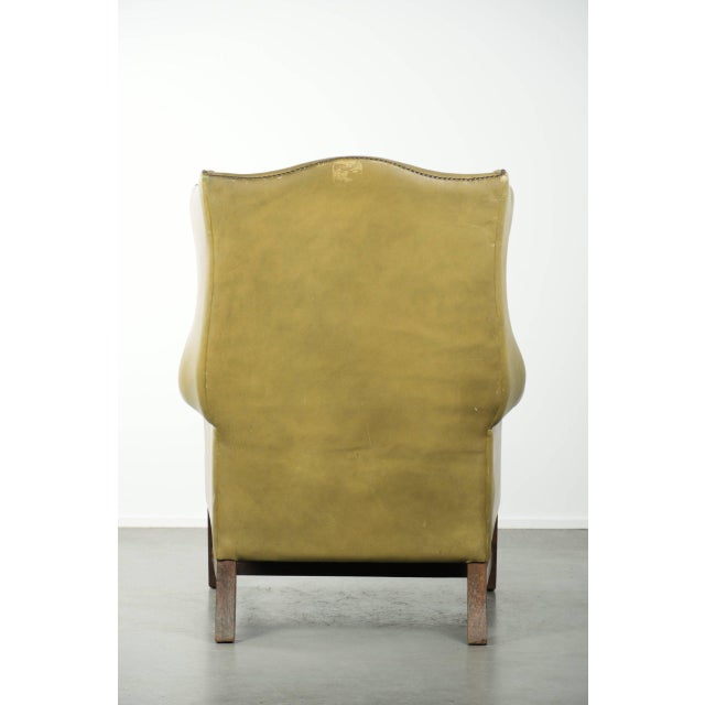 Wing Chair in Cowhide Leather For Sale - Image 4 of 15