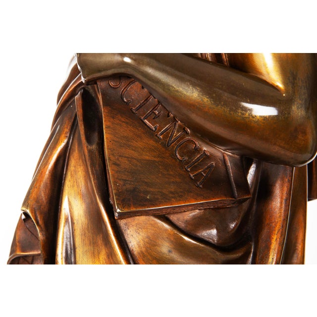 Pair of French Antique Bronze Sculpture “Uranie” and “Erato” by Emile Picault For Sale - Image 10 of 18