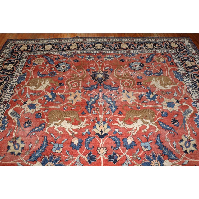 Early 20th Century Persian Tabriz Hunting Animal Pictorial Rug For Sale - Image 4 of 18