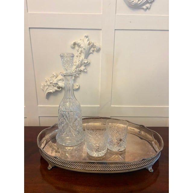 Antique Edwardian Silver Plated Gallery Tea Tray, 1905 For Sale - Image 3 of 6