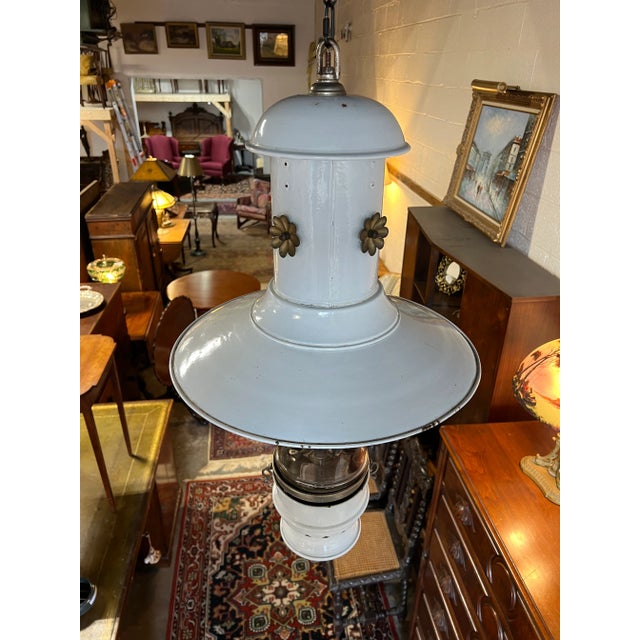 White Antique French Industrial White Porcelain Gas Lamp “Systeme Tito Landi” C. 1900 For Sale - Image 8 of 9