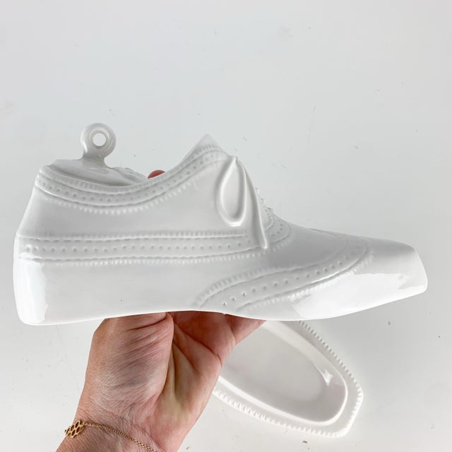 Early 21st Century Funky White Ceramic Jonathan Adler Mens Shoe Butter Dish Designer Kitchen Decor For Sale - Image 5 of 9