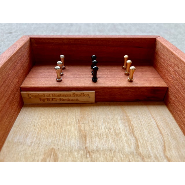 Cherry Cribbage Board on Underside of Custom Engraved Box Lid, Handmade in the Usa For Sale - Image 9 of 9