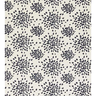 The House of Scalamandré Fireworks Cotton Print Fabric, Black on Off-White For Sale
