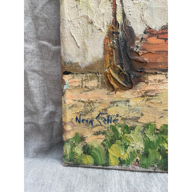 Rustic Courtyard Scene Oil Painting by Nean Gallé, Mid-20th Century For Sale - Image 10 of 10
