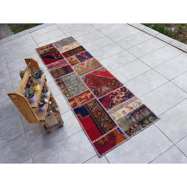Mid 20th Century Red Oushak Anatolian Floral Runner For Sale - Image 9 of 10