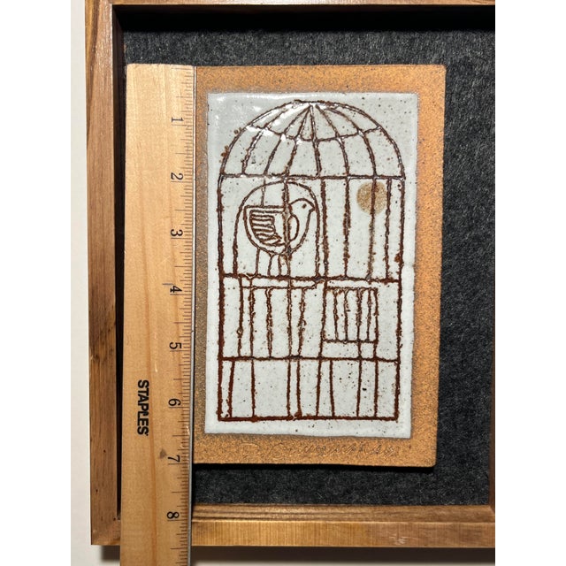 Rare! Mid Century Modern 1970s David D. Cunningham Ceramic Wall Tile Framed For Sale In Los Angeles - Image 6 of 9