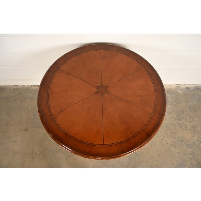 Hekman Georgian Banded Cherry Wood Pedestal Drum Side Table or Tea Table, Circa 1980s For Sale - Image 11 of 15