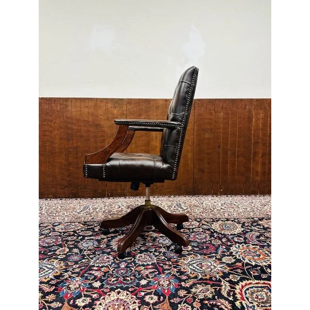 English Chesterfield Desk Chair For Sale - Image 3 of 8