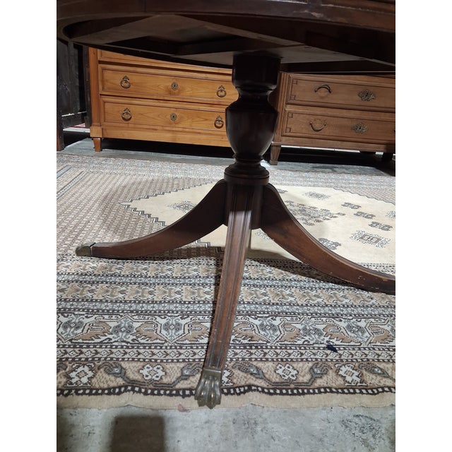 Late 20th Century Regency Style Leather Top Drum Table With Lion Head Hardware For Sale In New Orleans - Image 6 of 6