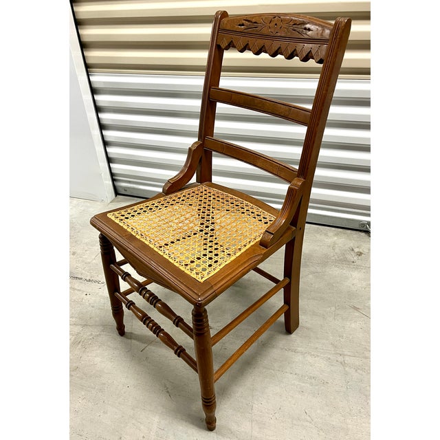 Antique Late 1800s Eastlake Chairs With Cane Seats - Set of 4 For Sale - Image 4 of 10