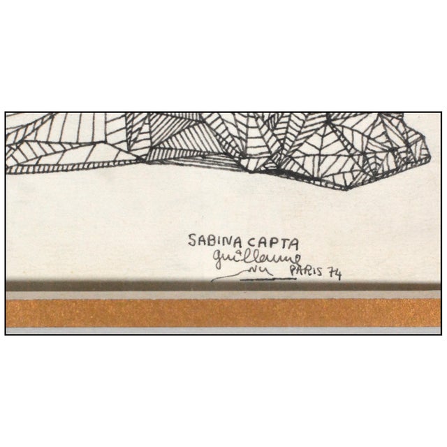 Abstract 1974 Sabina Capta Black Ink on Paper Guillaume Azoulay For Sale - Image 3 of 4