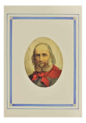Gerolamo Induno, Portrait of Giuseppe Garibaldi, Late 19th Century, Mixed Media on Paper