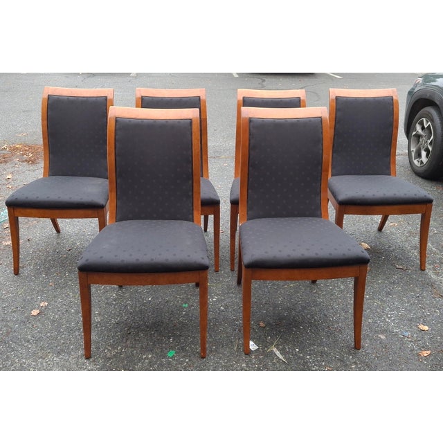 Set of Eight Hickory White Maple and Black Upholstered Dining Chairs For Sale - Image 13 of 14