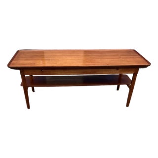 Mid Century Modern Solid Teak Coffee Table With Extendable Leaves For Sale