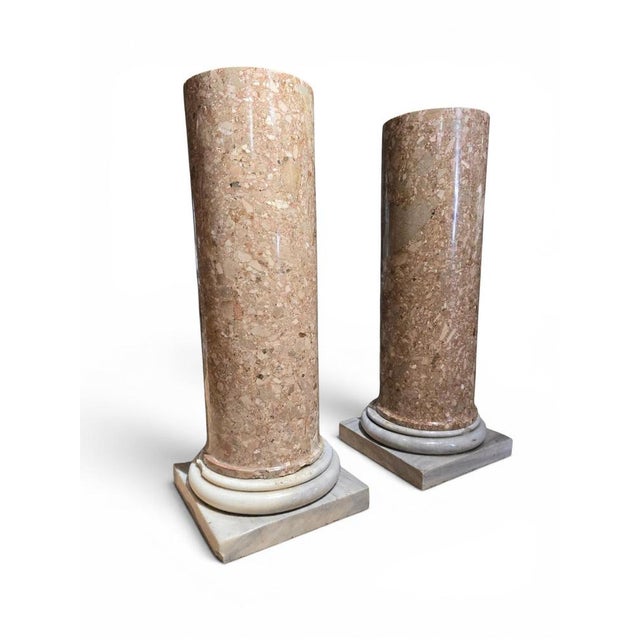 Beige Breccia Marble Columns, 1780s, Set of 2 For Sale - Image 8 of 12